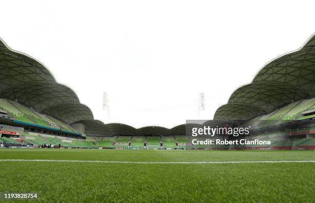 General view prior to the round 10 A-League match between the Melbourne Victory and the Wellington Phoenix at AAMI Park on December 14, 2019 in...