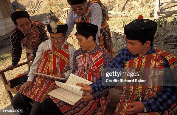 Lepcha Map Elders from the Lepcha community look at written documents during a ...