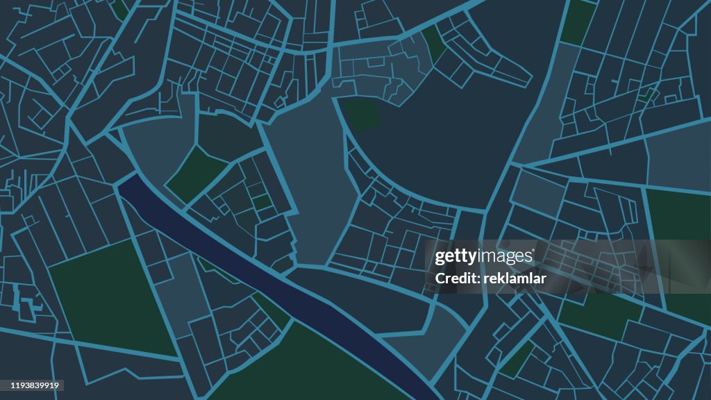Night blue structure art map, City Street Map.