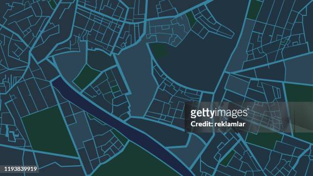 night blue structure art map, city street map. - city map stock illustrations