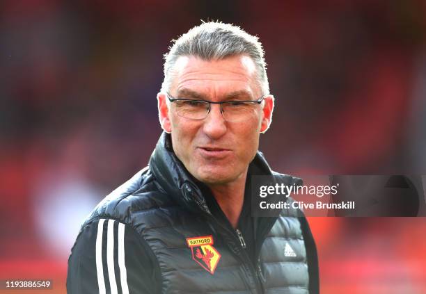 Nigel Pearson, Manager of Watford prior to the Premier League match between Liverpool FC and Watford FC at Anfield on December 14, 2019 in Liverpool,...