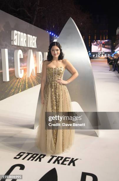 Isa Briones attends the European Premiere of Amazon Original "Star Trek: Picard" at Odeon Luxe Leicester Square on January 15, 2020 in London,...