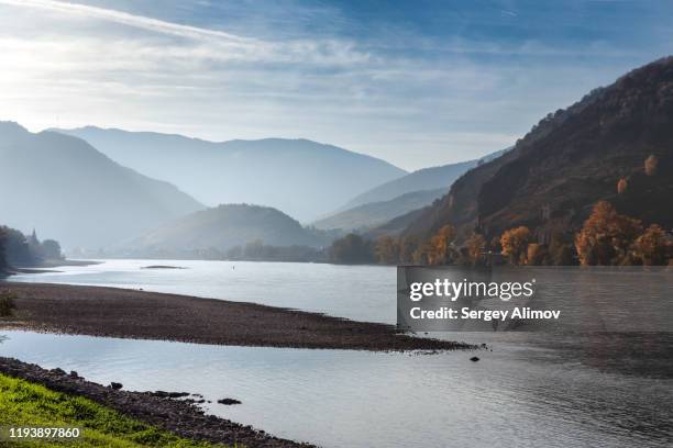 danube river and bohemian forest mountain range - bohemian austrian stock pictures, royalty-free photos & images