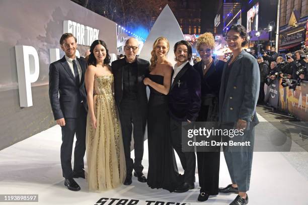 Harry Treadaway, Isa Briones, Sir Patrick Stewart, Jeri Ryan, Jonathan Del Arco, Michelle Hurd and Evan Evagora attend the European Premiere of...