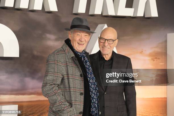 Sir Ian McKellen and Sir Patrick Stewart attend the European Premiere of Amazon Original "Star Trek: Picard" at Odeon Luxe Leicester Square on...