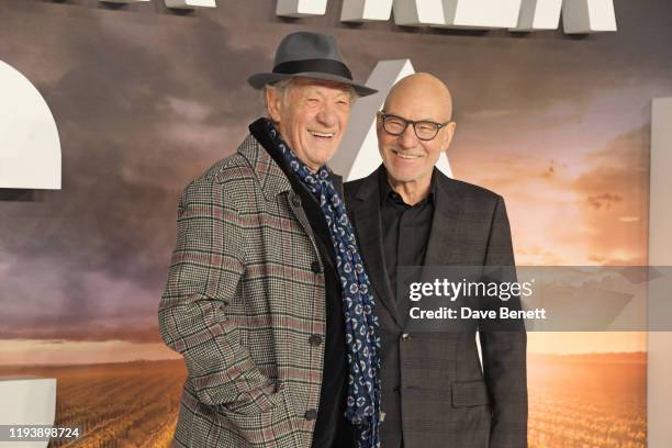 Sir Ian McKellen and Sir Patrick Stewart attend the European Premiere of Amazon Original "Star Trek: Picard" at Odeon Luxe Leicester Square on...