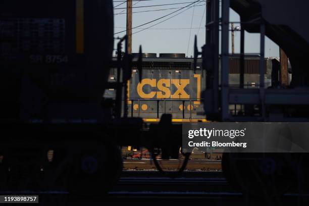 Transportation Inc. Locomotive sits parked in Louisville, Kentucky, U.S., on Wednesday, Jan. 8, 2020. CSX Corp. Is scheduled to release earnings...