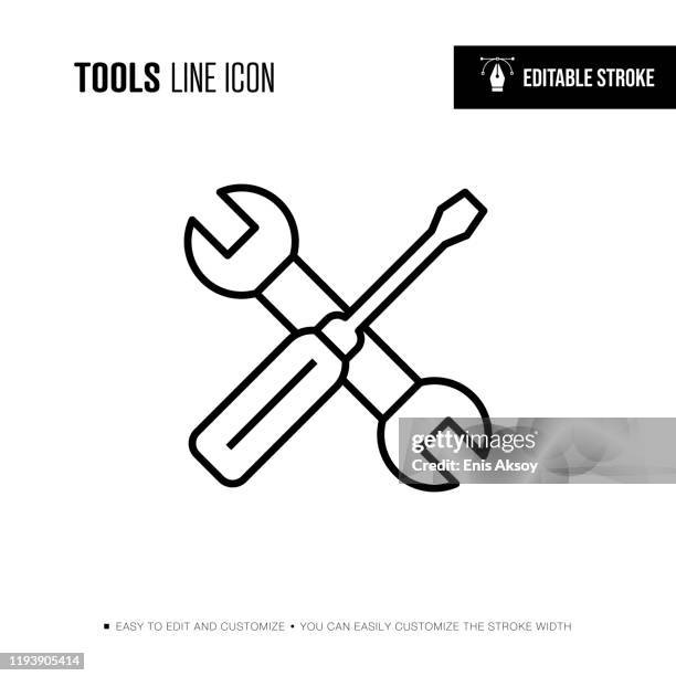 tools line icon - editable stroke - repairing stock illustrations