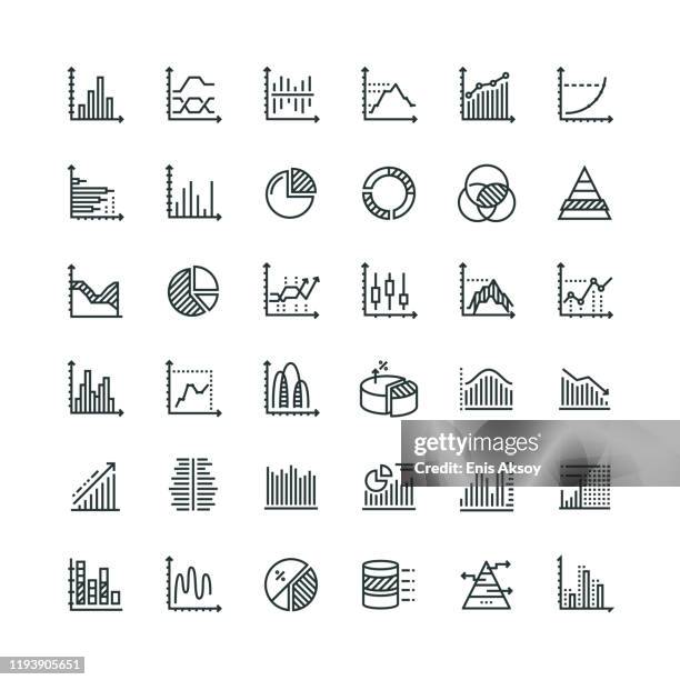 ilustraciones, imágenes clip art, dibujos animados e iconos de stock de conjunto de iconos de gráficos y diagramas - hoja de cálculo electrónica