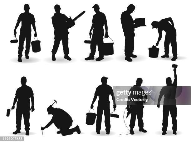 construction worker and painter worker - construction worker working stock illustrations