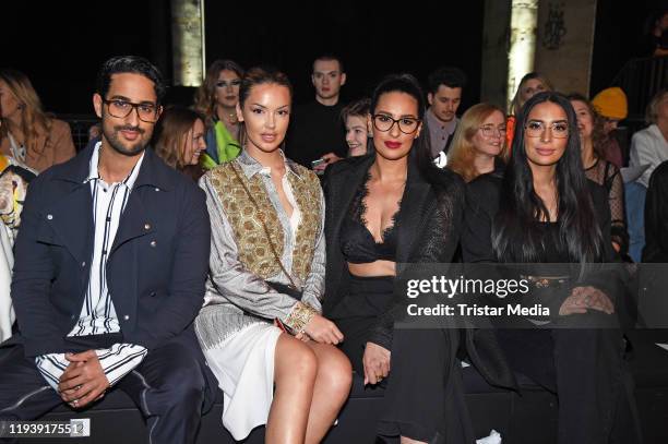 Enisa Bukvic, Sami Slimani and his sisters Dounia Slimani and Lamiya Slimani attend the KXXK show during Berlin Fashion Week Autumn/Winter 2020 at...