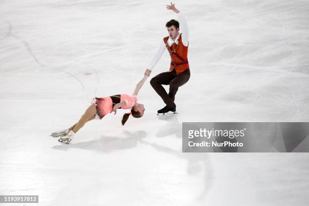 Butaeva Alina and Berulava Luka from Georgia compete in the Figure Skating: Mixed NOC Team Pair Skating during 6 day of Winter Youth Olympic Games...
