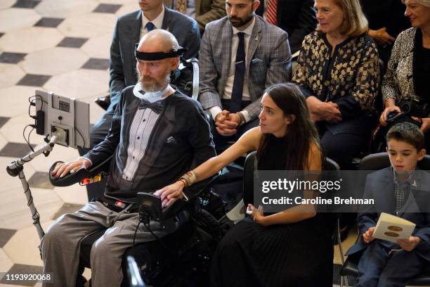 Steve Gleason, left, and his wife, Michel Varisco Gleason, attend the Congressional Gold Medal Ceremony in honor of Steve Gleason on Wednesday, Jan....