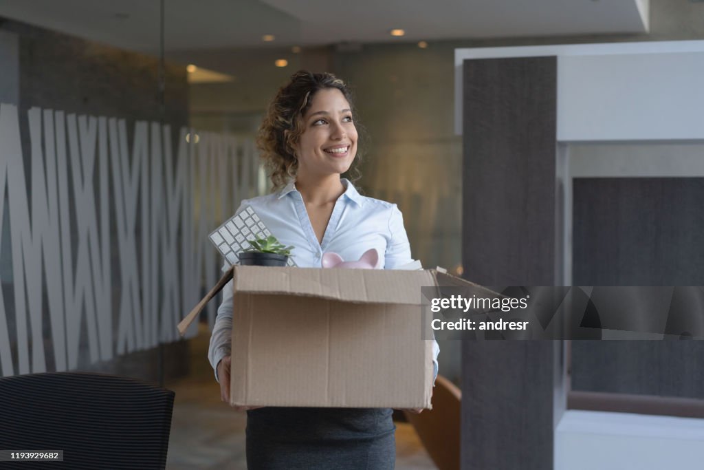 Business woman moving into a new office