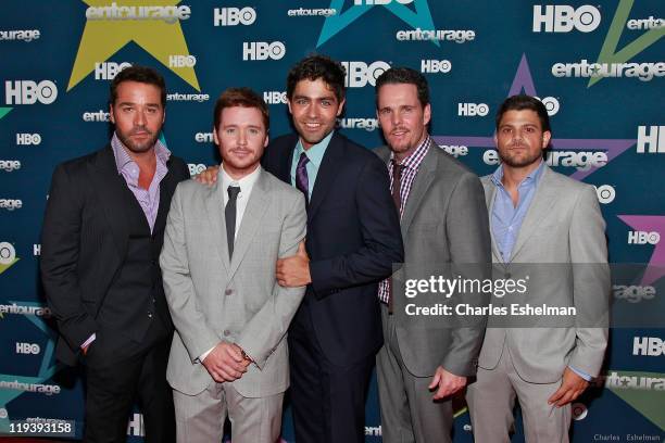 Actors Jeremy Piven, Kevin Connolly, Adrian Grenier, Kevin Dillon and Jerry Ferrara attend the "Entourage" Season 8 premiere at the Beacon Theatre on...