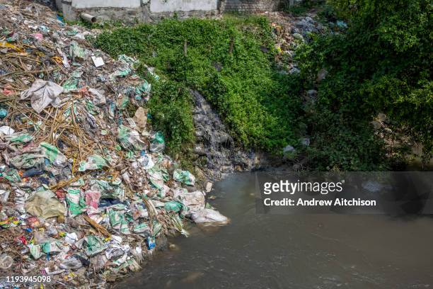 Environmental pollution on the river banks surrounding some of the textile industry buildings of Savar Upazila on 30th September 2018 in Dhaka,...