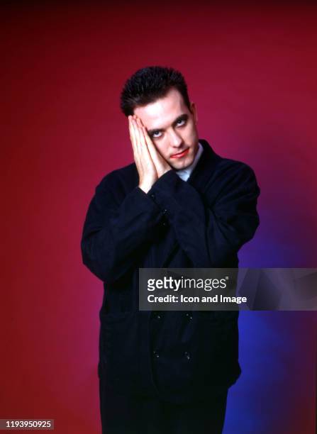 English musician, songwriter and lead singer for The Cure, Robert Smith, poses backstage at the Pine Knob Music Theatre on July 14 in Clarkston,...