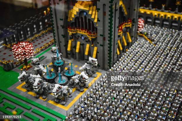 Battle scene of Warcraft movie made of Lego during the LEGO Buildings Exhibition at the National stadium in Warsaw, Poland on January 16, 2020. The...