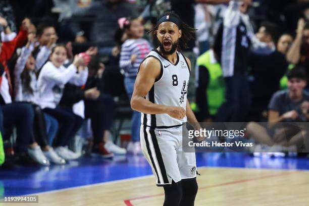 Patty Mills of the San Antonio Spurs celebrates during a game between San Antonio Spurs and Phoenix Suns at Arena Ciudad de Mexico on December 14,...