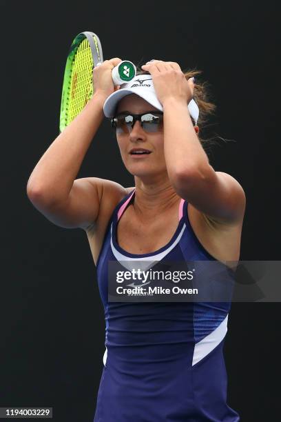 Arina Rodionova of Victoria celebrates after winning in her Woman's Singles Final 2019 Australian Open Wildcard Play-Off match against Storm Sanders...