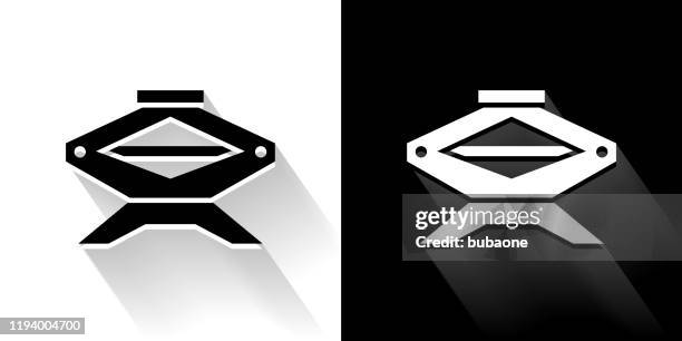 car jack black and white icon with long shadow - car jack white background stock illustrations