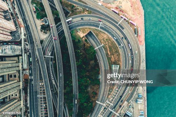 junction i hongkong - top view road bildbanksfoton och bilder