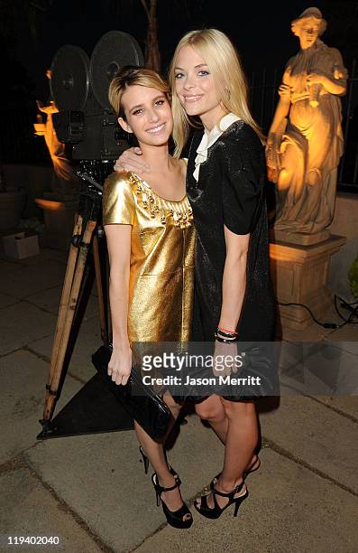 Actresses Emma Roberts and Jaime King arrive at Lucrecia Martel's "Muta" presented by MIU MIU at a private residence on July 19, 2011 in Beverly...