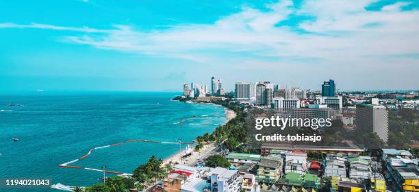 aerial view of the city of pattaya in thailand - pattaya stock pictures, royalty-free photos & images