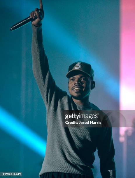 Chance the Rapper performs onstage during Rolling Loud Fueled by West Coast Cure Los Angeles 2019 - Day 1 on December 14, 2019 in Los Angeles,...