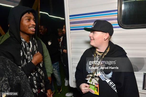 Jerett Wasserman and Lil Tjay attend Rolling Loud Fueled by West Coast Cure Los Angeles 2019 - Day 1 on December 14, 2019 in Los Angeles, California.