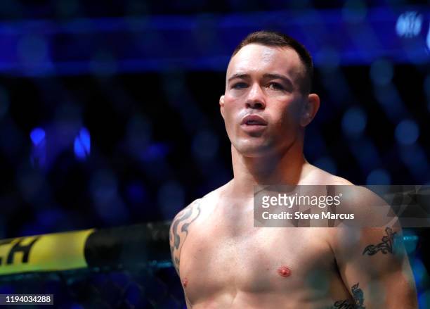 Colby Covington prepares for his fight against UFC welterweight champion Kamaru Usman during UFC 245 at T-Mobile Arena on December 14, 2019 in Las...