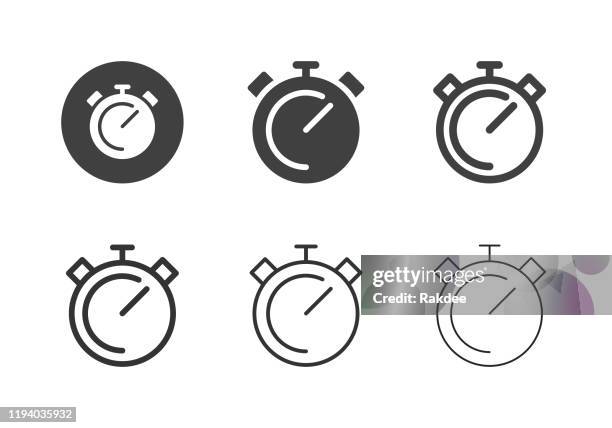 stopwatch icons - multi series - train clock stock illustrations