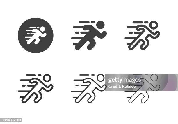 stockillustraties, clipart, cartoons en iconen met actieve pictogrammen-multi-serie - running