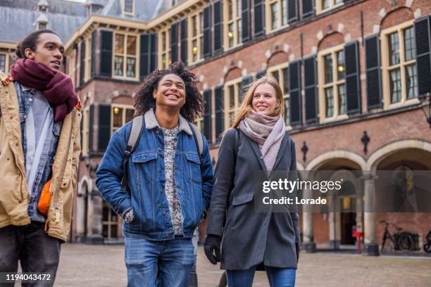 multi-etnische universitaire studenten - den haag stockfoto's en -beelden