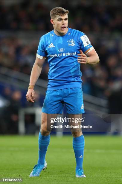 Garry Ringrose of Leinster during the Heineken Champions Cup Round 4 match between Leinster Rugby and Northampton Saints at Aviva Stadium on December...