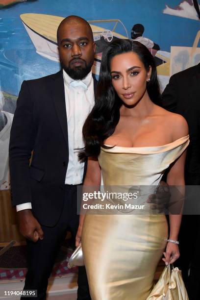 Kanye West and Kim Kardashian West attend Sean Combs 50th Birthday Bash presented by Ciroc Vodka on December 14, 2019 in Los Angeles, California.