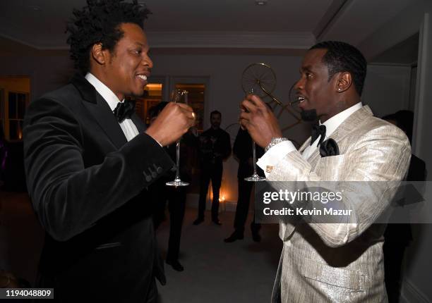 Jay-Z and Sean Combs attend Sean Combs 50th Birthday Bash presented by Ciroc Vodka on December 14, 2019 in Los Angeles, California.