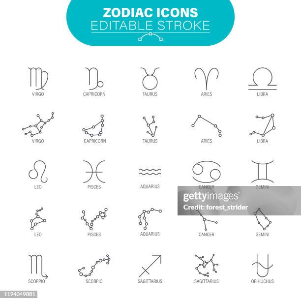stockillustraties, clipart, cartoons en iconen met sterrenbeelden - astrologisch teken