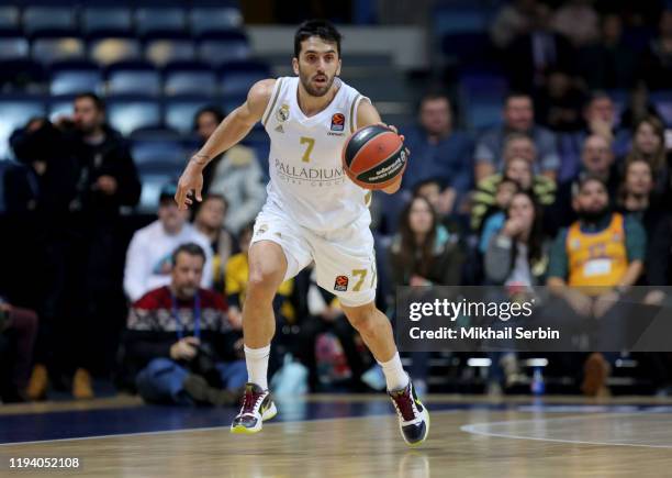 Facundo Campazzo, #7 of Real Madrid in action during the 2019/2020 Turkish Airlines EuroLeague Regular Season Round 20 match between Khimki Moscow...