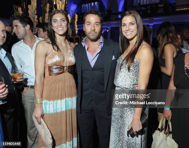 Actor Jeremy Piven and Professional Soccer Players Hope Solo and Alex Morgan attend the "Entourage" Season 8 premiere after party at the American...