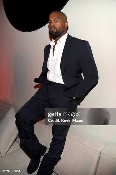 Kanye West attends Sean Combs 50th Birthday Bash presented by Ciroc Vodka on December 14, 2019 in Los Angeles, California.