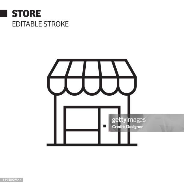 bildbanksillustrationer, clip art samt tecknat material och ikoner med butiks linje ikon, kontur vektor symbol illustration. pixel perfekt, redigerbar stroke. - varuhus