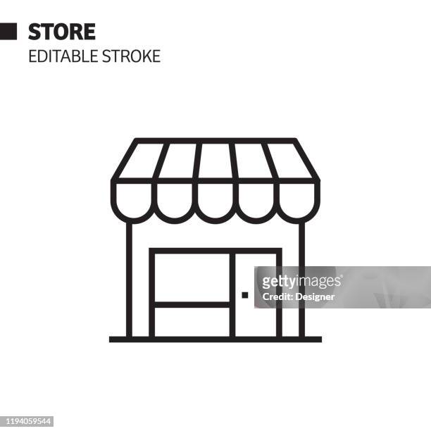 store line icon, outline vector symbol illustration. pixel perfect, editable stroke. - retail place stock illustrations