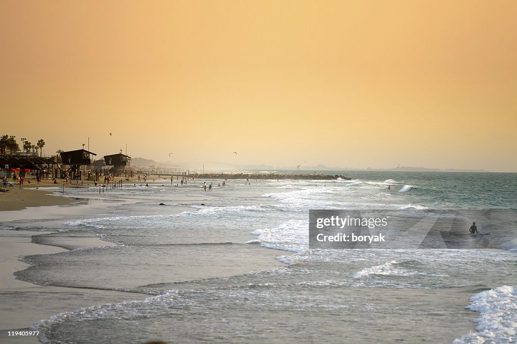 Haifa Strand bei Sonnenuntergang