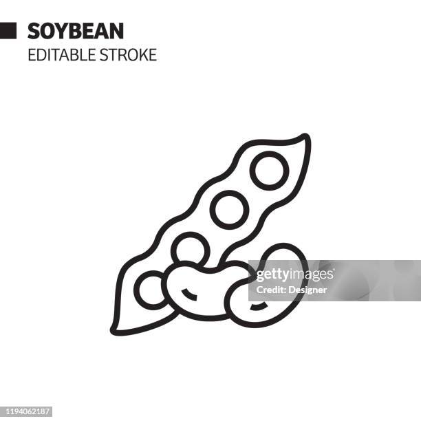 stockillustraties, clipart, cartoons en iconen met soybean line pictogram, schets vector symbool illustratie. pixel perfect, bewerkbare lijn. - sojaboon