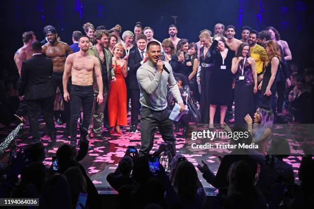 Actor Channing Tatum and the whole show ensemble during the "Magic Mike Live" premiere at Club Theater on January 16, 2020 in Berlin, Germany.