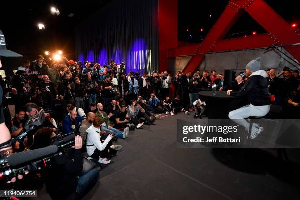 General view as Conor McGregor of Ireland interacts with the media during the UFC 246 Ultimate Media Day at UFC APEX on January 16, 2020 in Las...