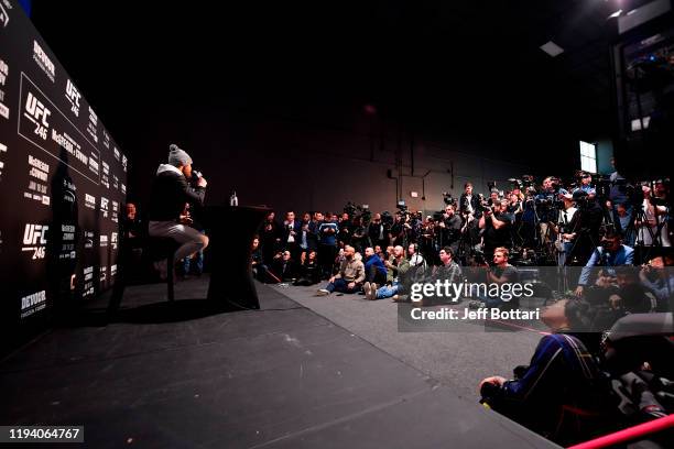 General view as Conor McGregor of Ireland interacts with the media during the UFC 246 Ultimate Media Day at UFC APEX on January 16, 2020 in Las...