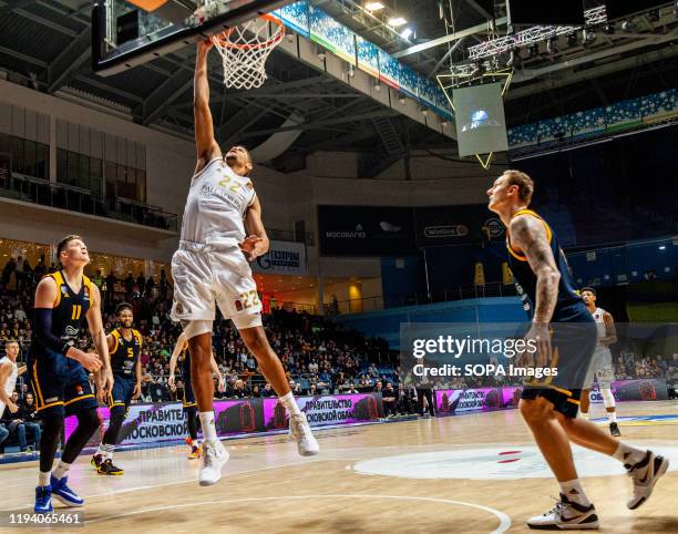 Walter Tavares of Real Madrid plays against Khimki Moscow during the 2019/2020 Turkish Airlines Euroleague Regular Season Round 20 game at Mytishchi...