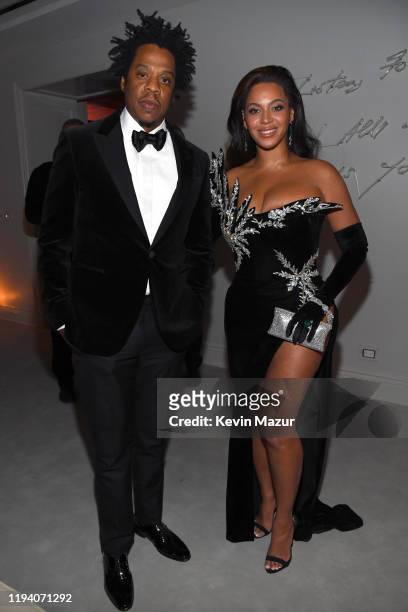 Jay-Z and Beyoncé Knowles-Carter attend Sean Combs 50th Birthday Bash presented by Ciroc Vodka on December 14, 2019 in Los Angeles, California.